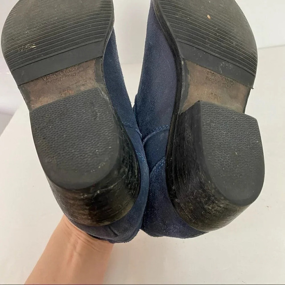 Barney’s New York Blue Suede Distressed Slip On Booties Size 7 Euro 37.5 Boots - Picture 10 of 14